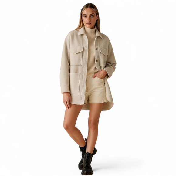 Banana Republic Factory 4 Pocket Heavyweight Jacket in Light Beige Women's L - Picture 1 of 11